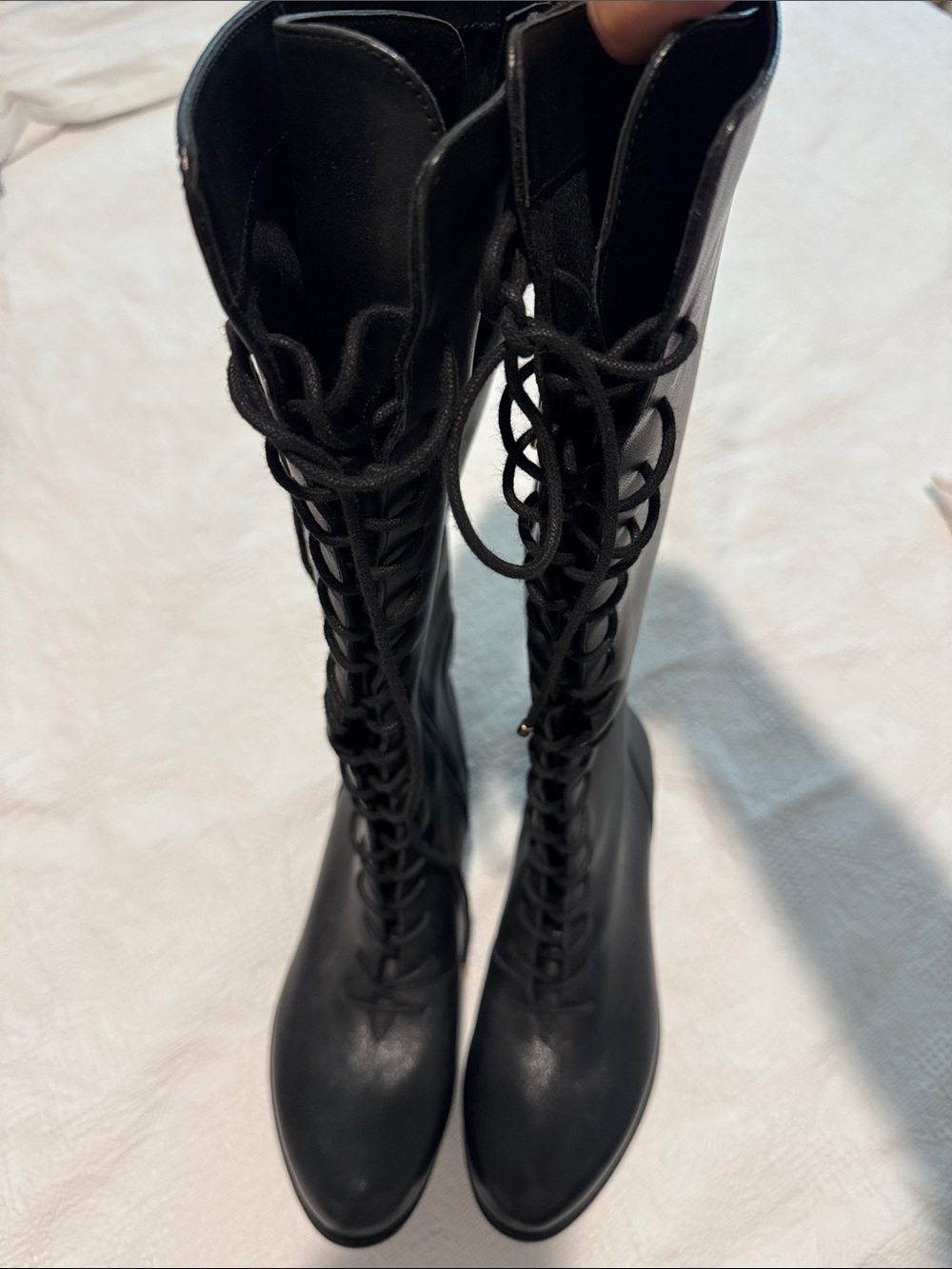 Gianni Bini Black Lace-Up Knee-High Boots